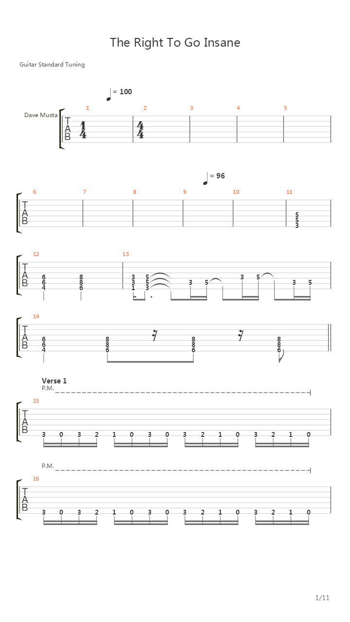 The Right to Go Insane (Clip Version)吉他谱