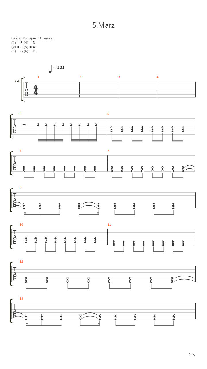 5 Marz吉他谱