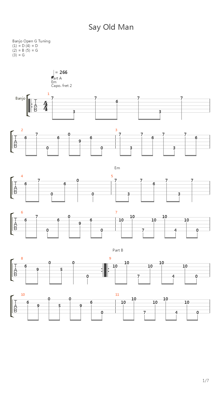 Say Old Man吉他谱