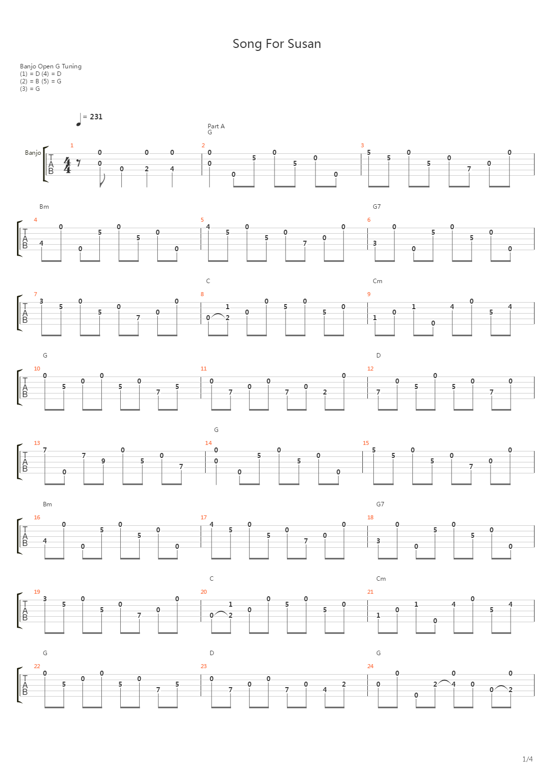 Song For Susan吉他谱