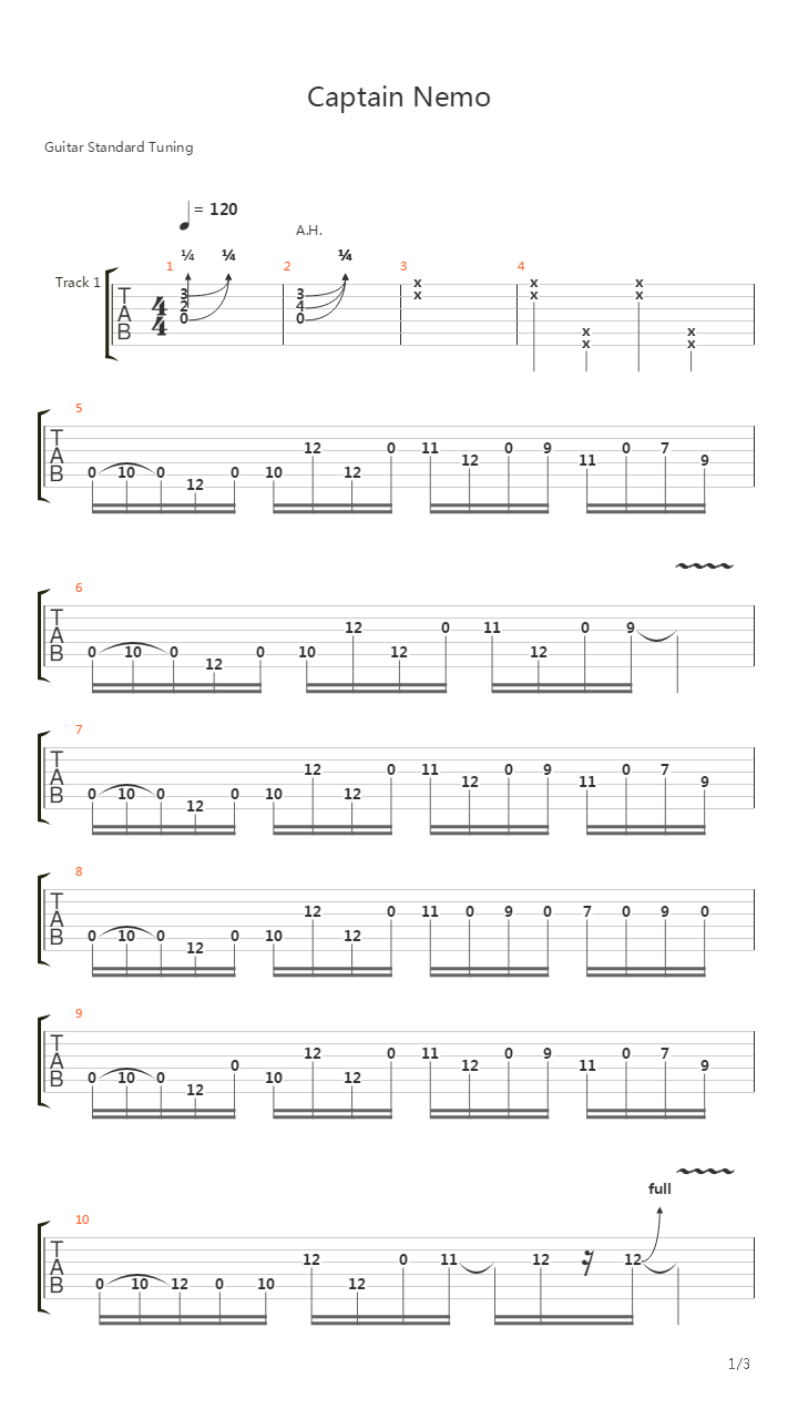 Captain Nemo吉他谱
