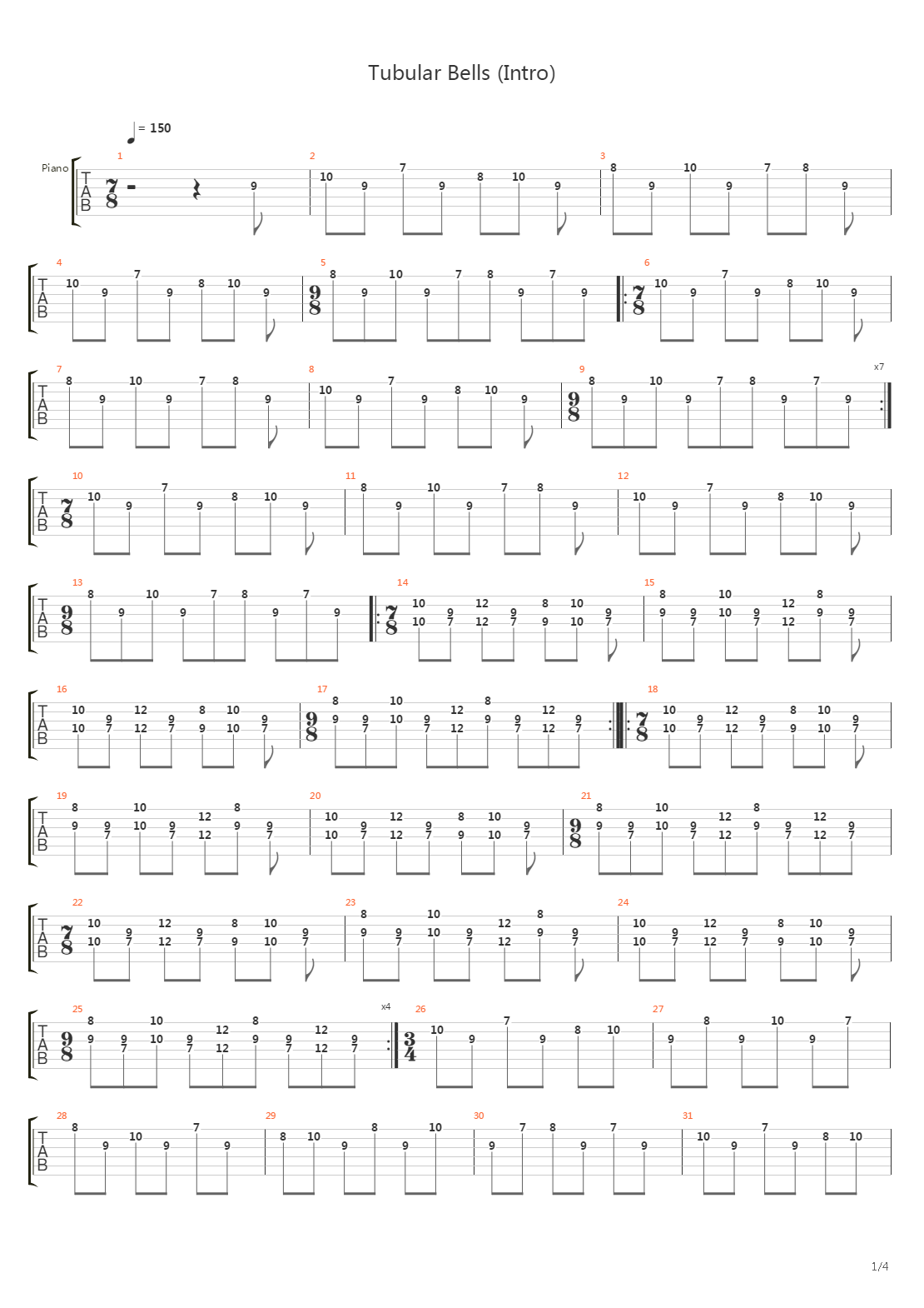Tubular Bells (Intro)吉他谱