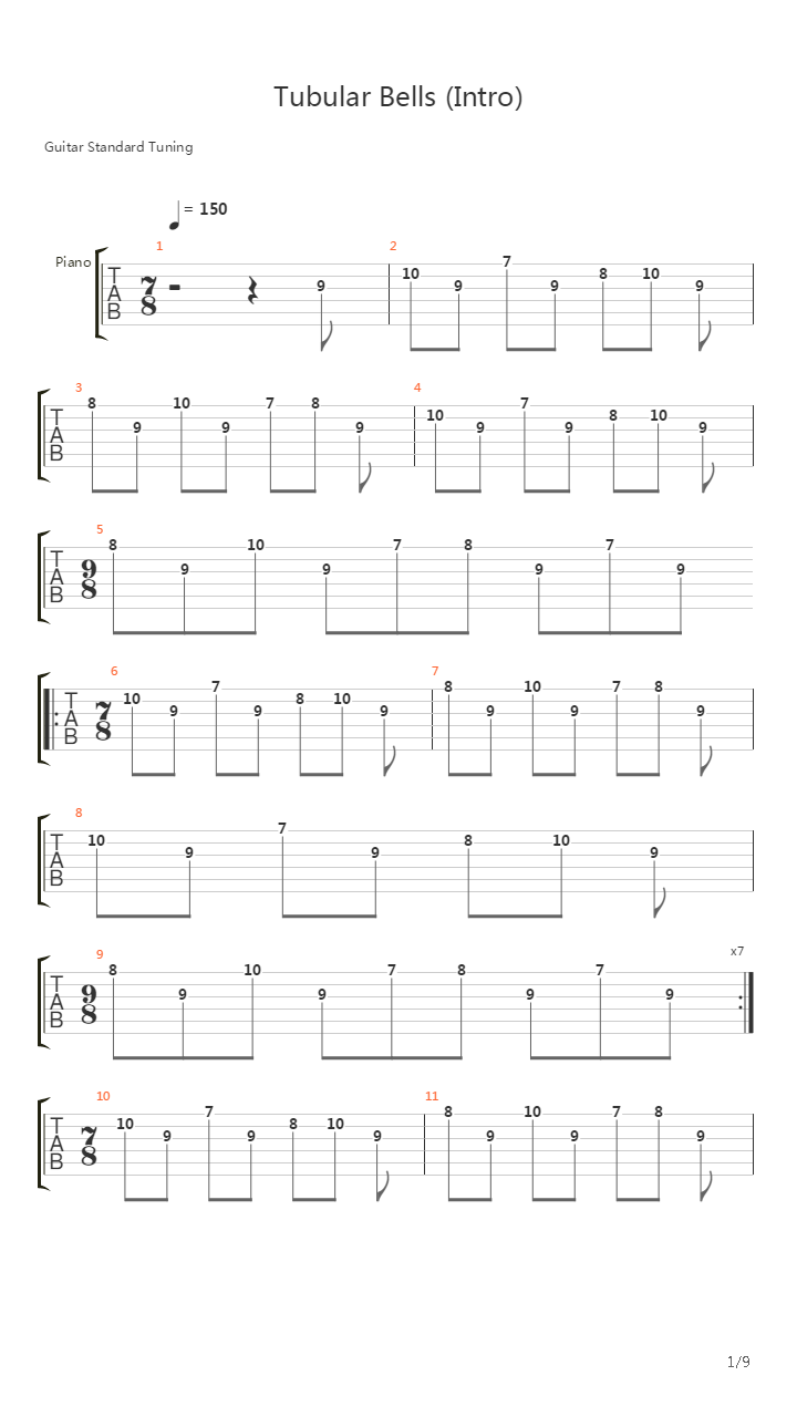 Tubular Bells (Intro)吉他谱