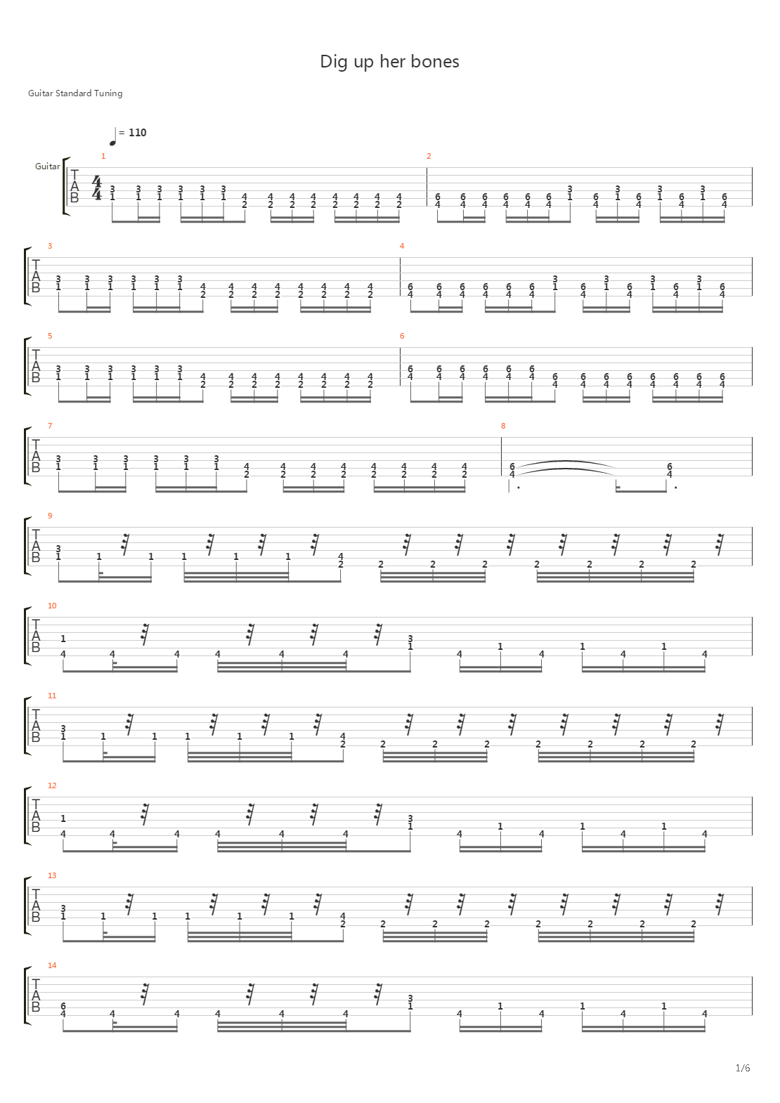 Dig Up Her Bones吉他谱