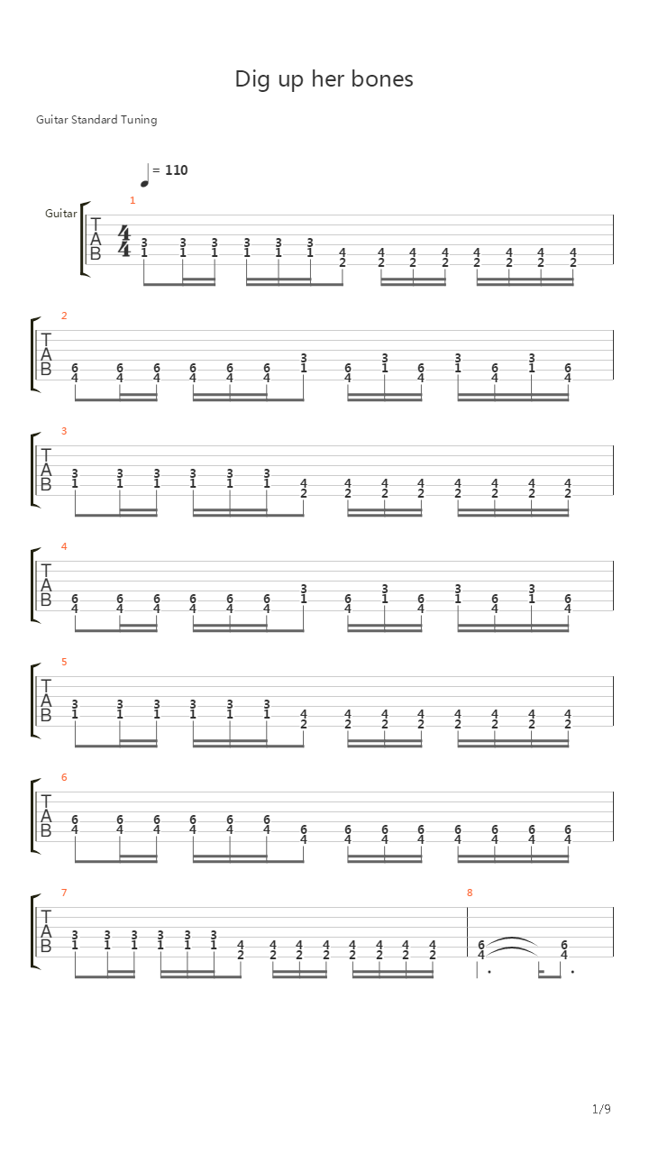 Dig Up Her Bones吉他谱