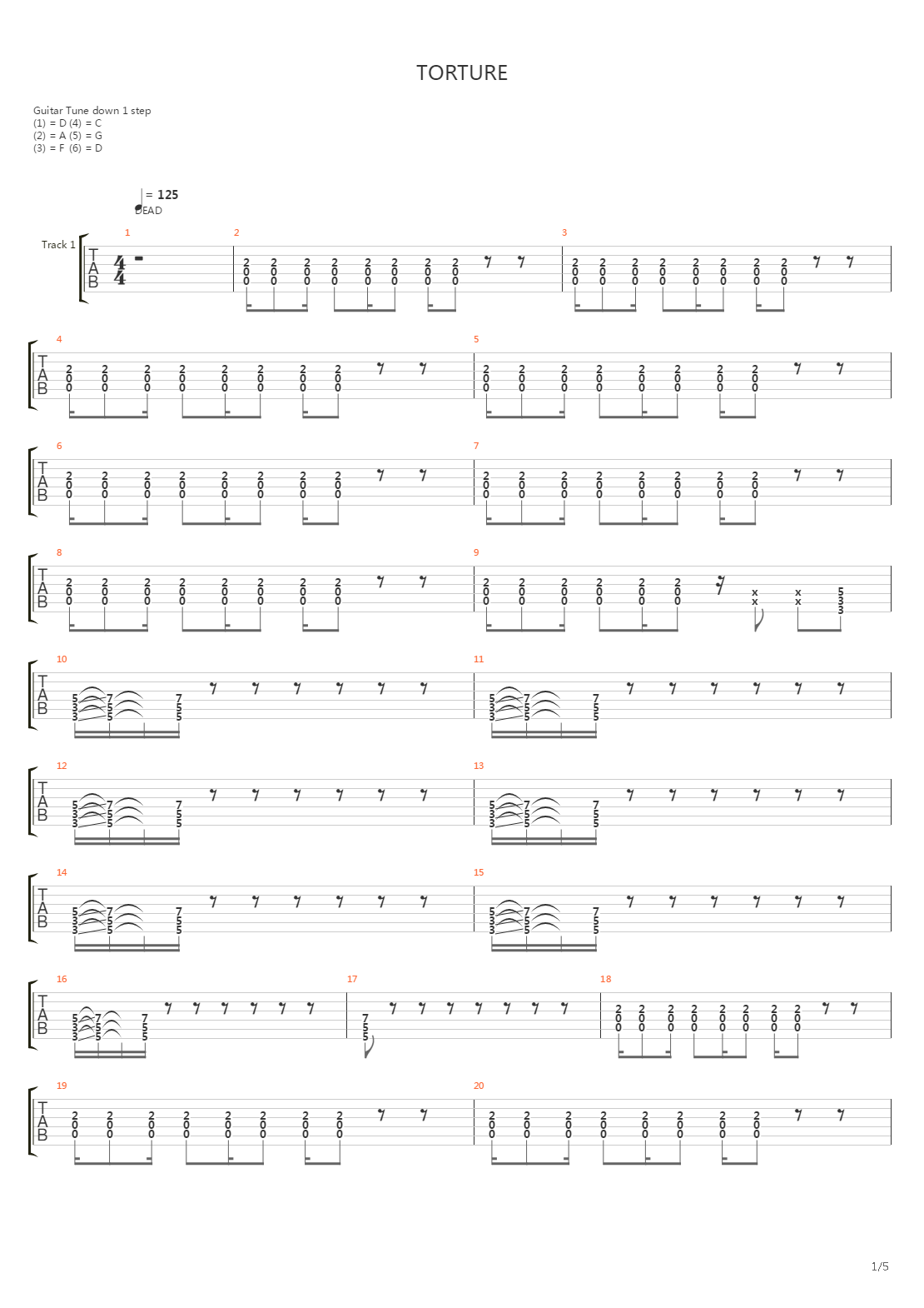 Torture吉他谱