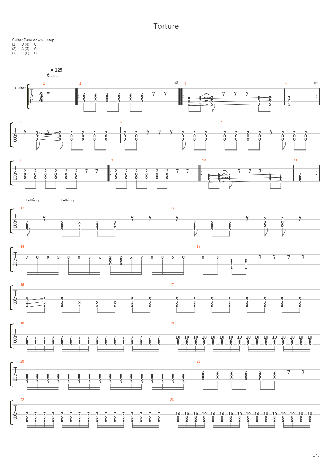 Torture吉他谱