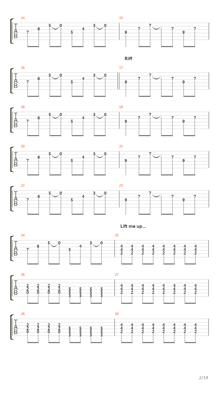 Lift Me Up吉他谱