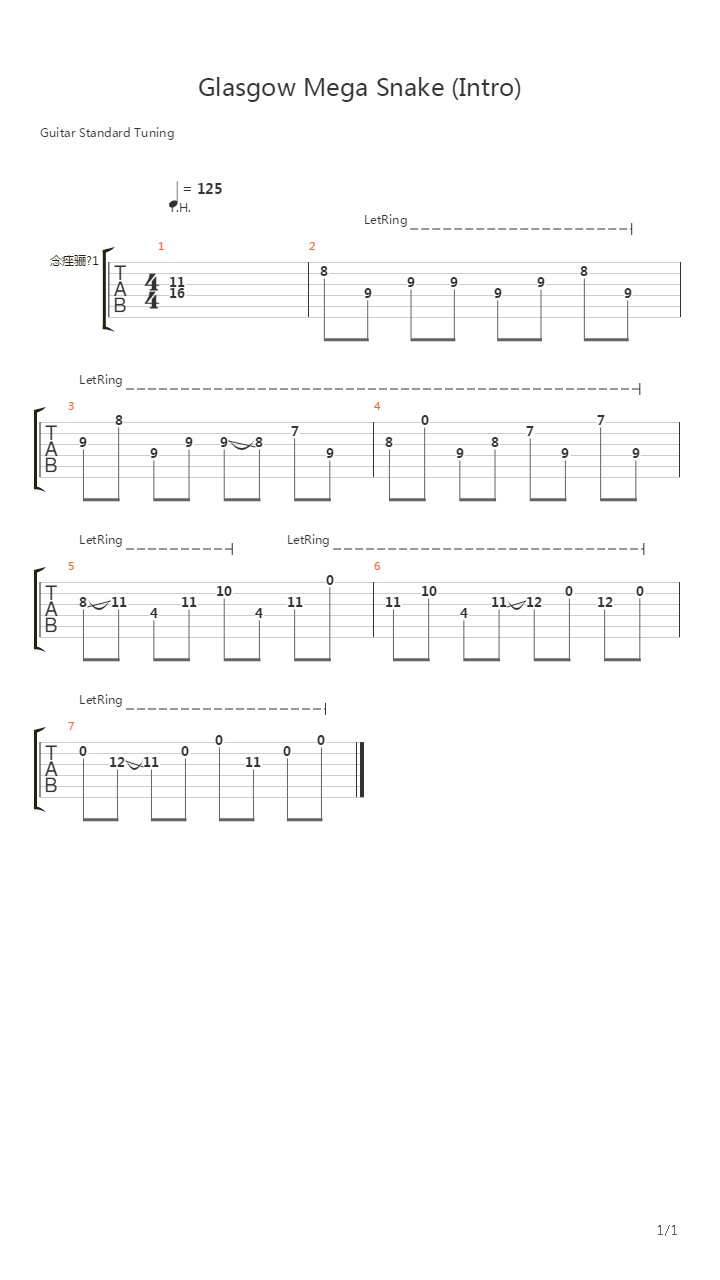 Glassgow Megasnake (Intro)吉他谱