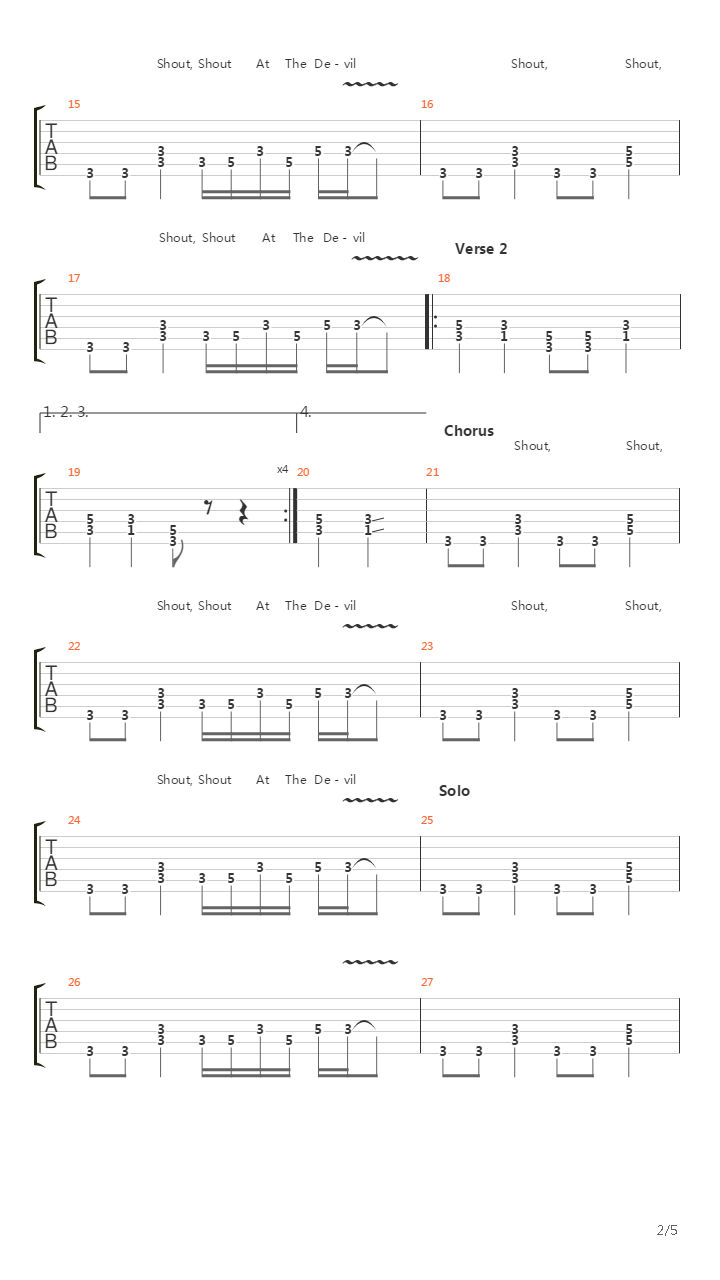 Shout At The Devil吉他谱