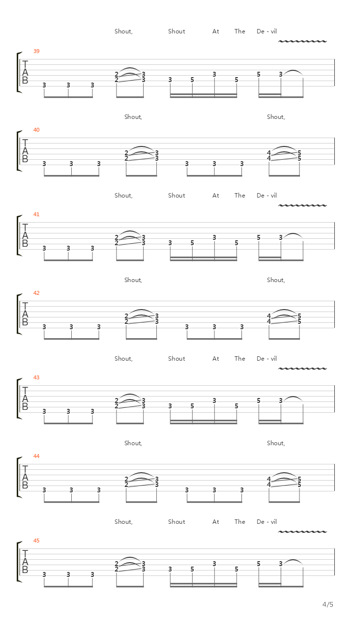 Shout At The Devil吉他谱
