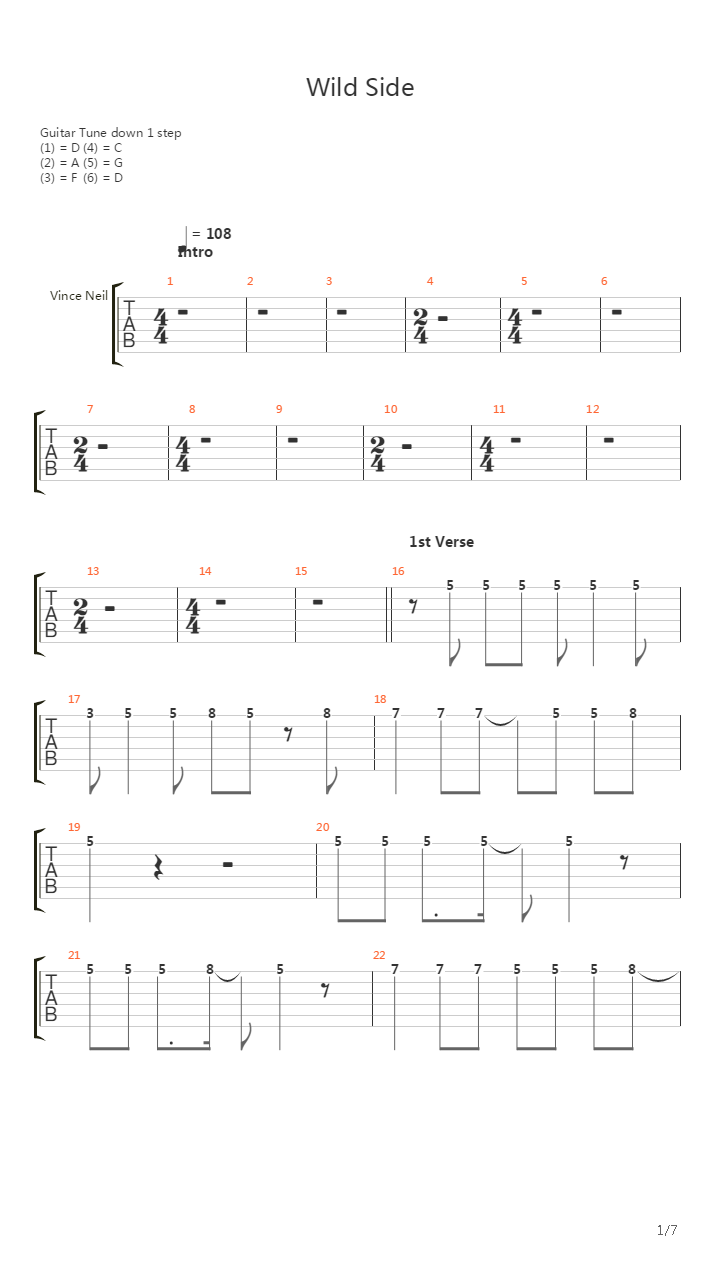 Wild Side吉他谱
