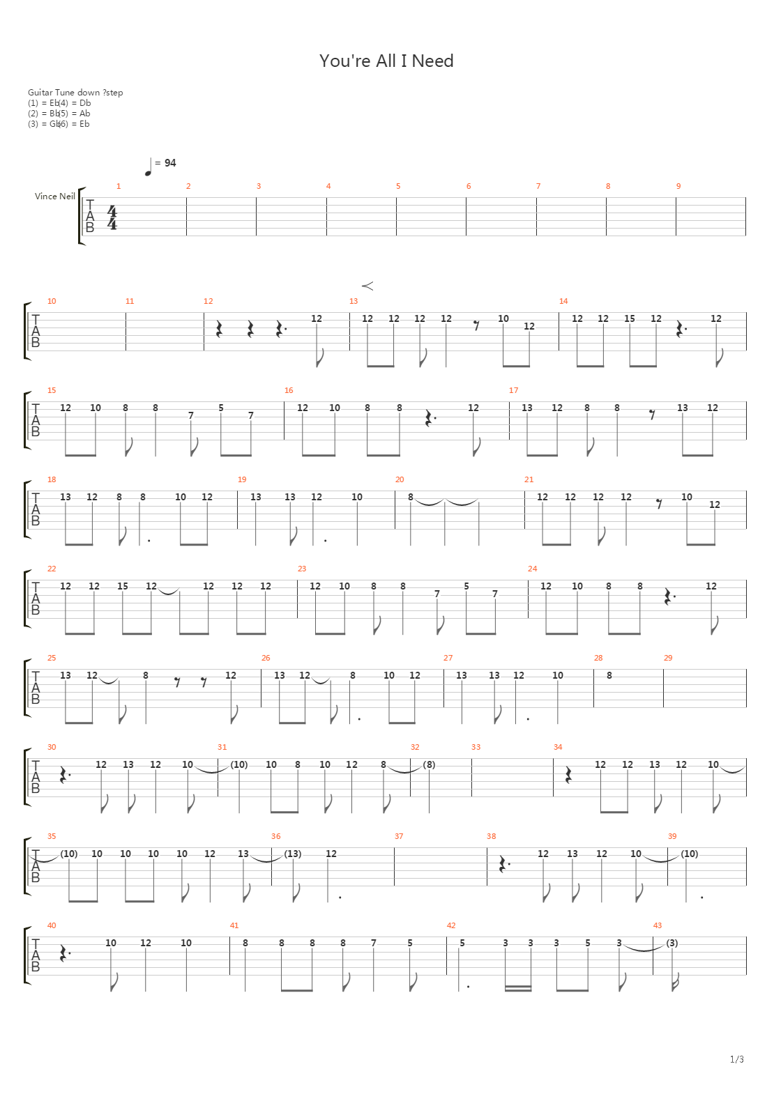 You're All I Need吉他谱