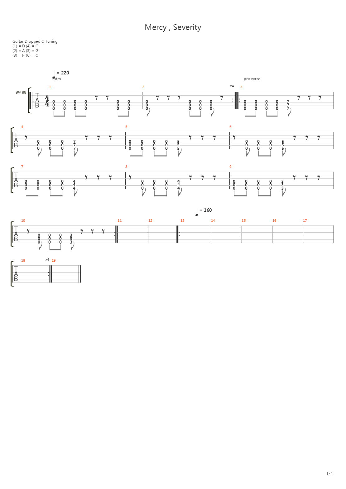 Mercy Severity吉他谱
