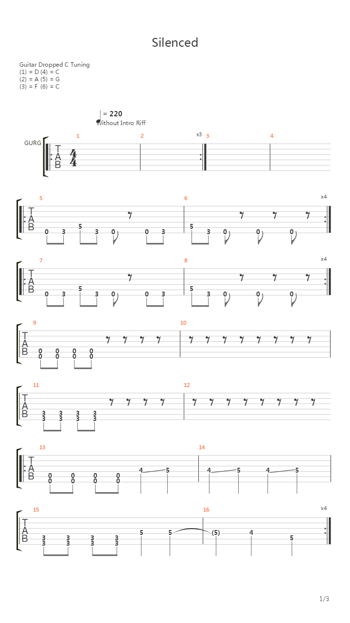 Silenced吉他谱