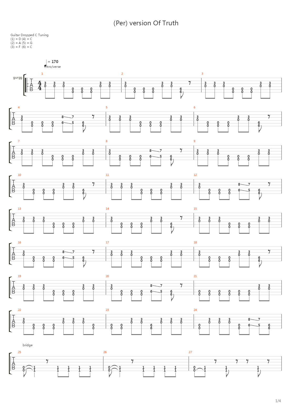 Version Of A Truth吉他谱