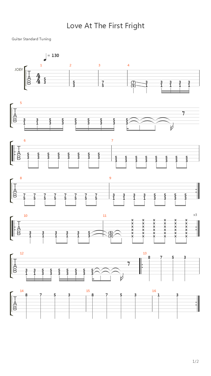 Love At The First Fright吉他谱