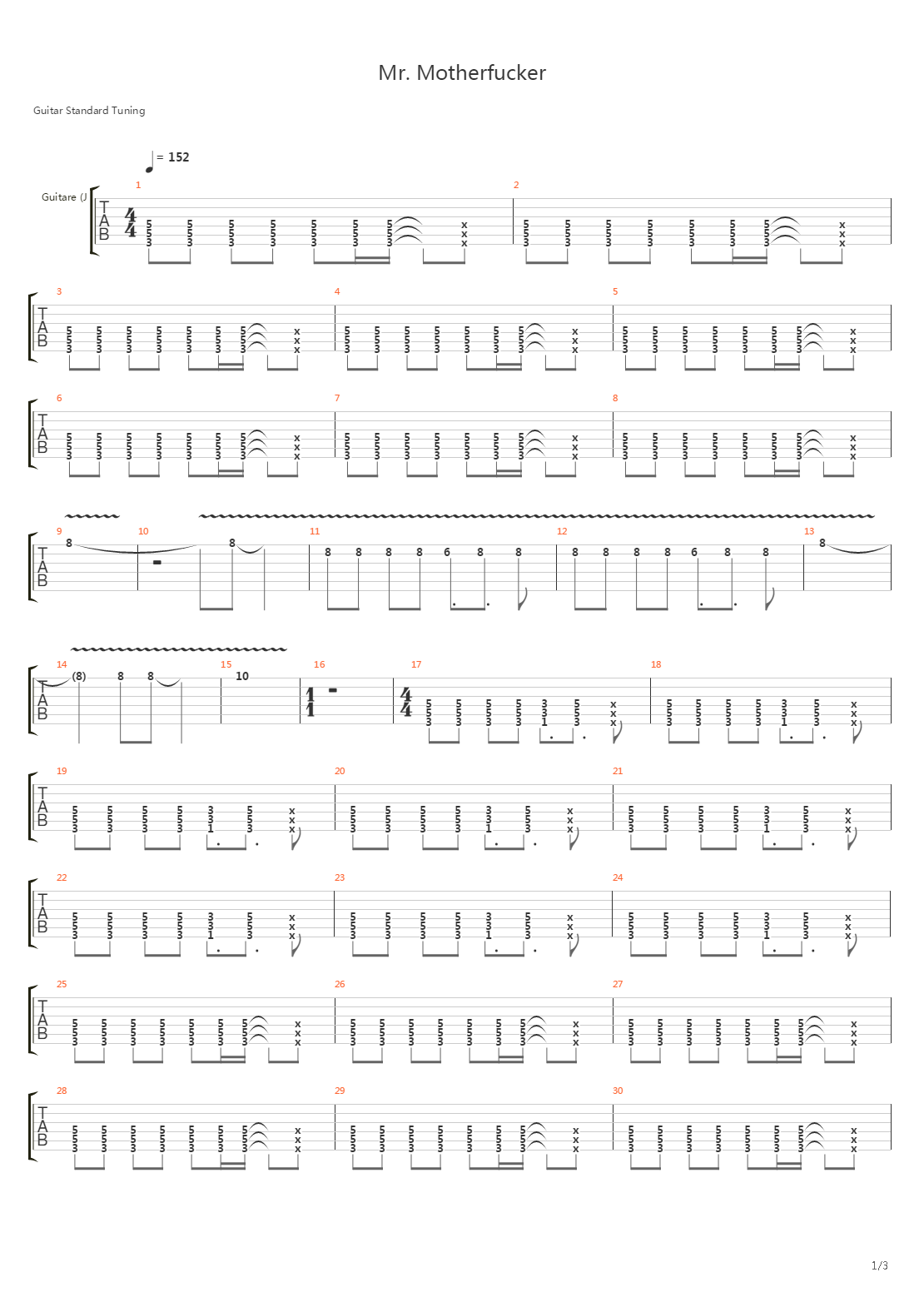 Mr Motherfucker吉他谱