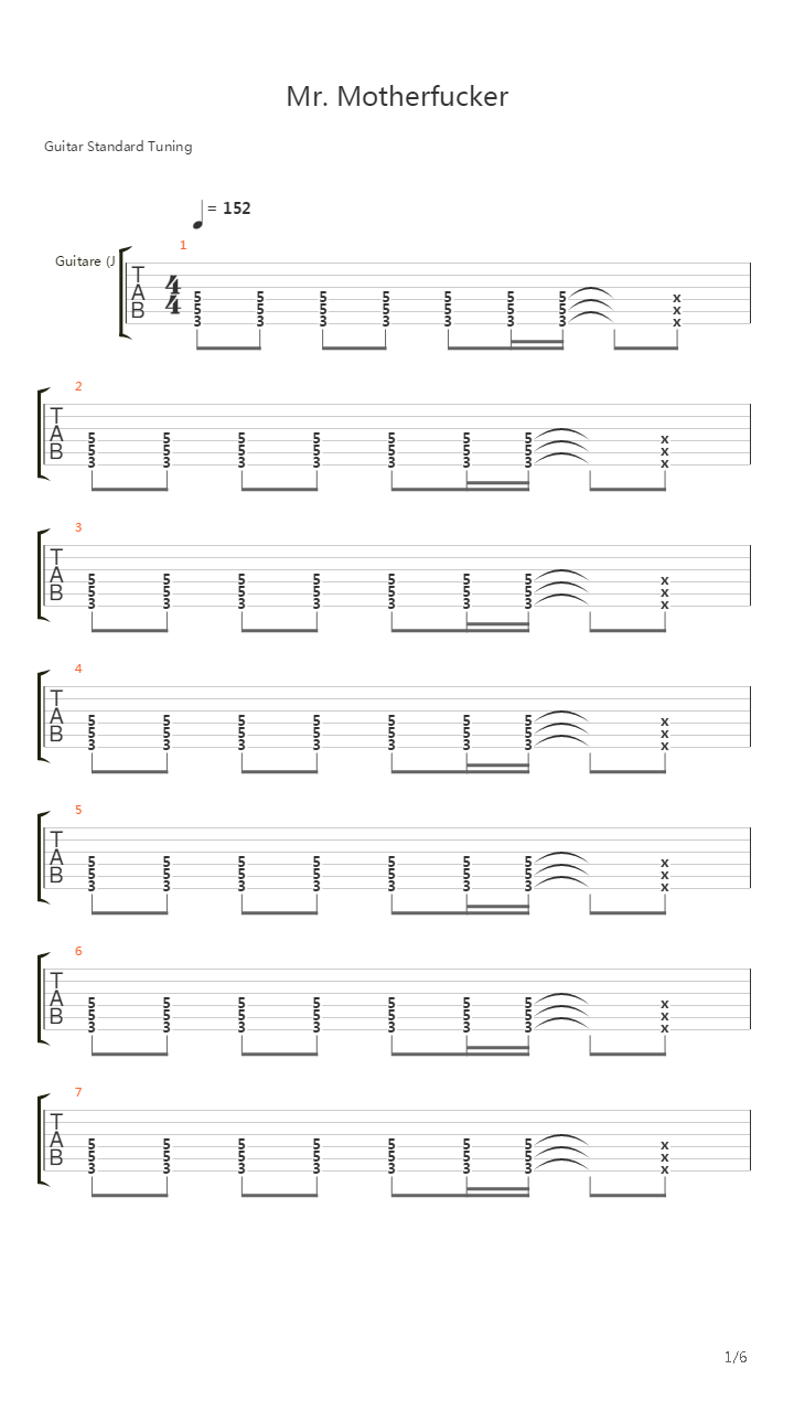 Mr Motherfucker吉他谱