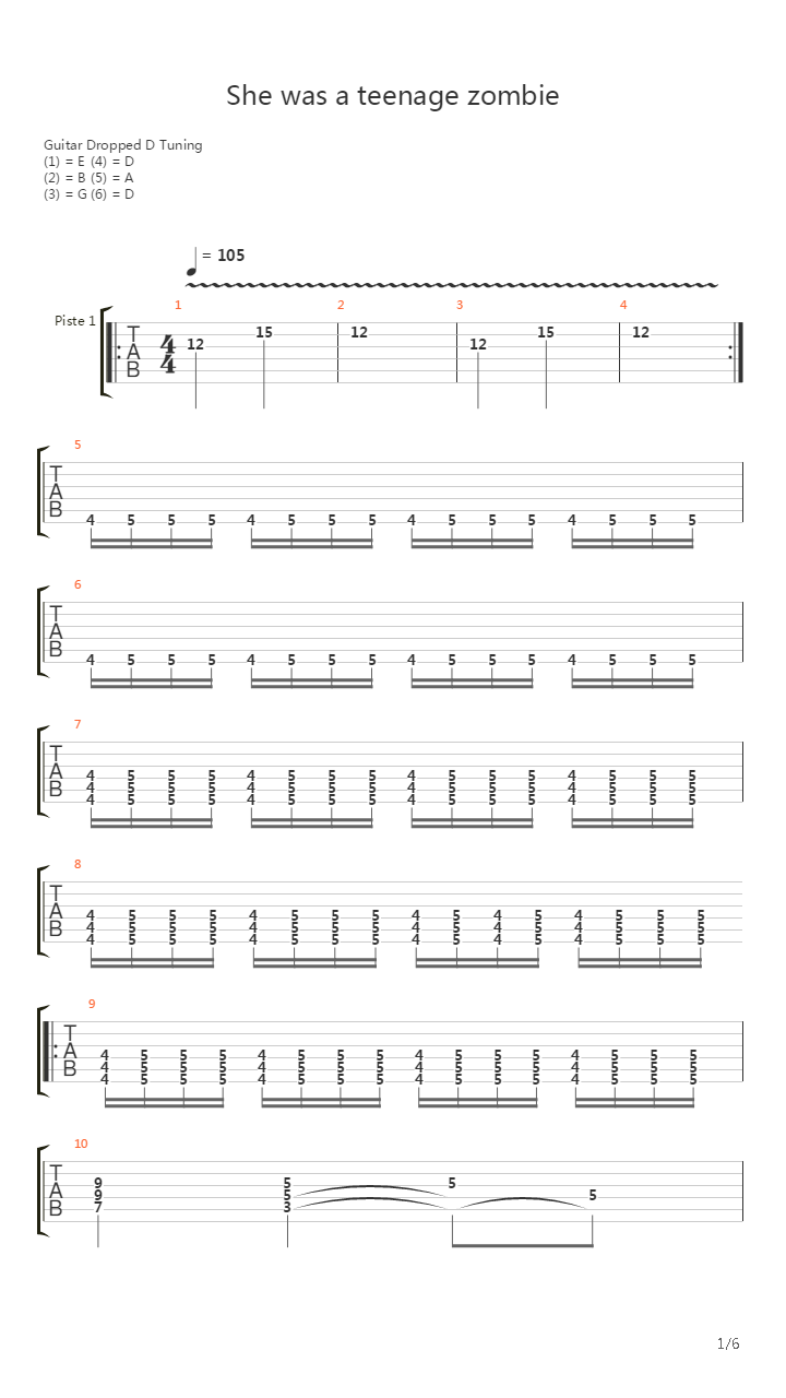 She Was A Teenage Zombie吉他谱