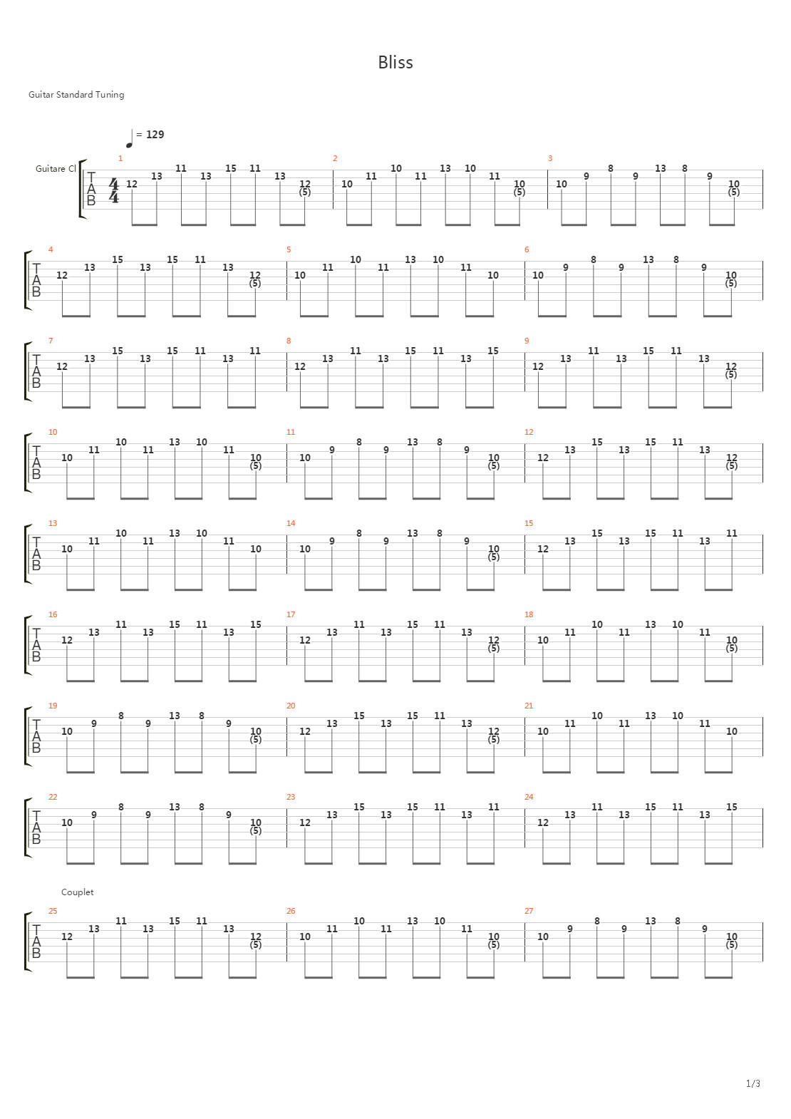 Bliss (Live)吉他谱
