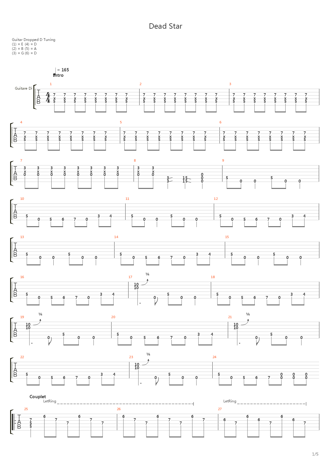Dead Star吉他谱