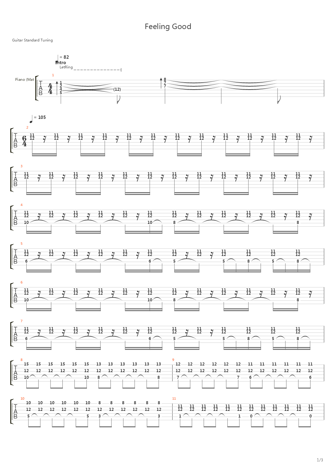 Feeling Good吉他谱