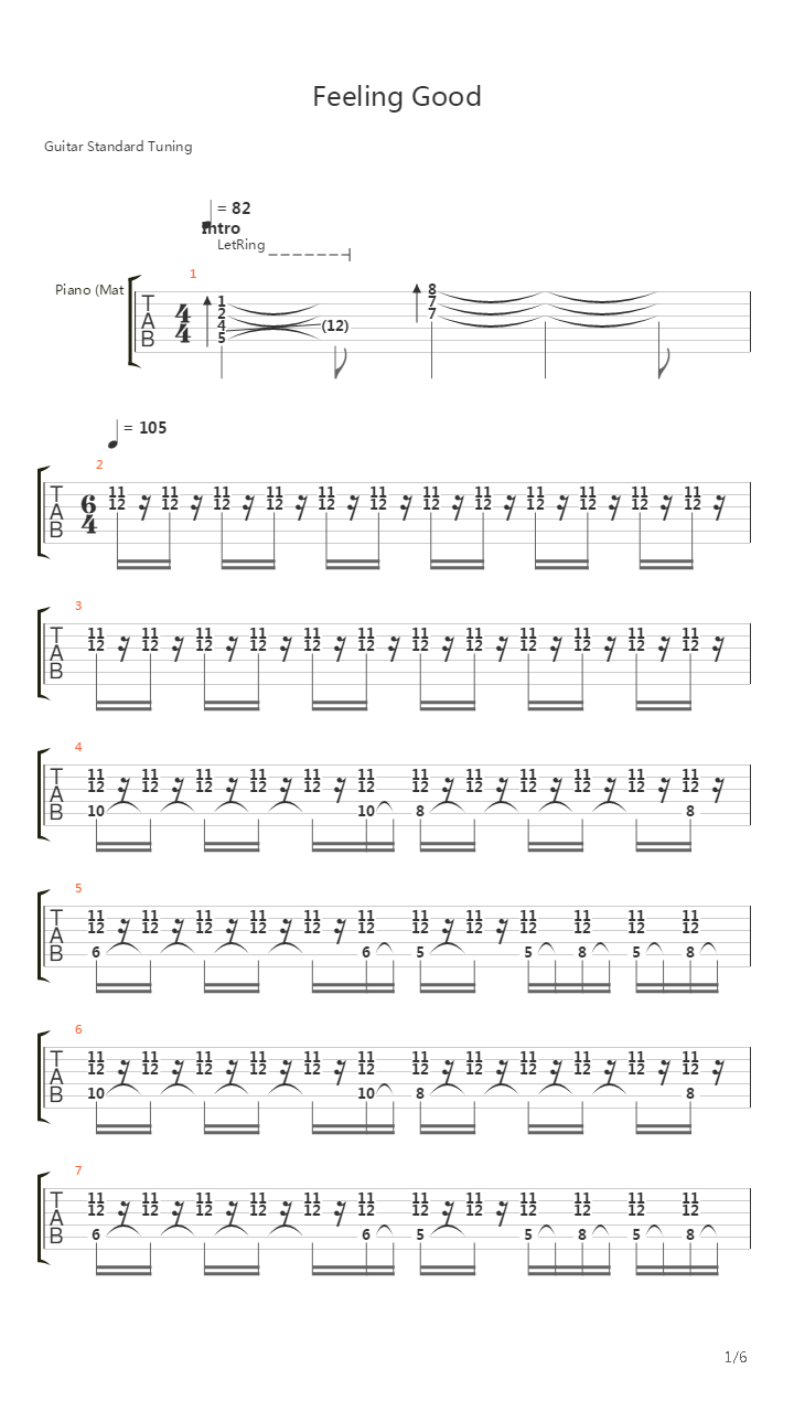 Feeling Good吉他谱