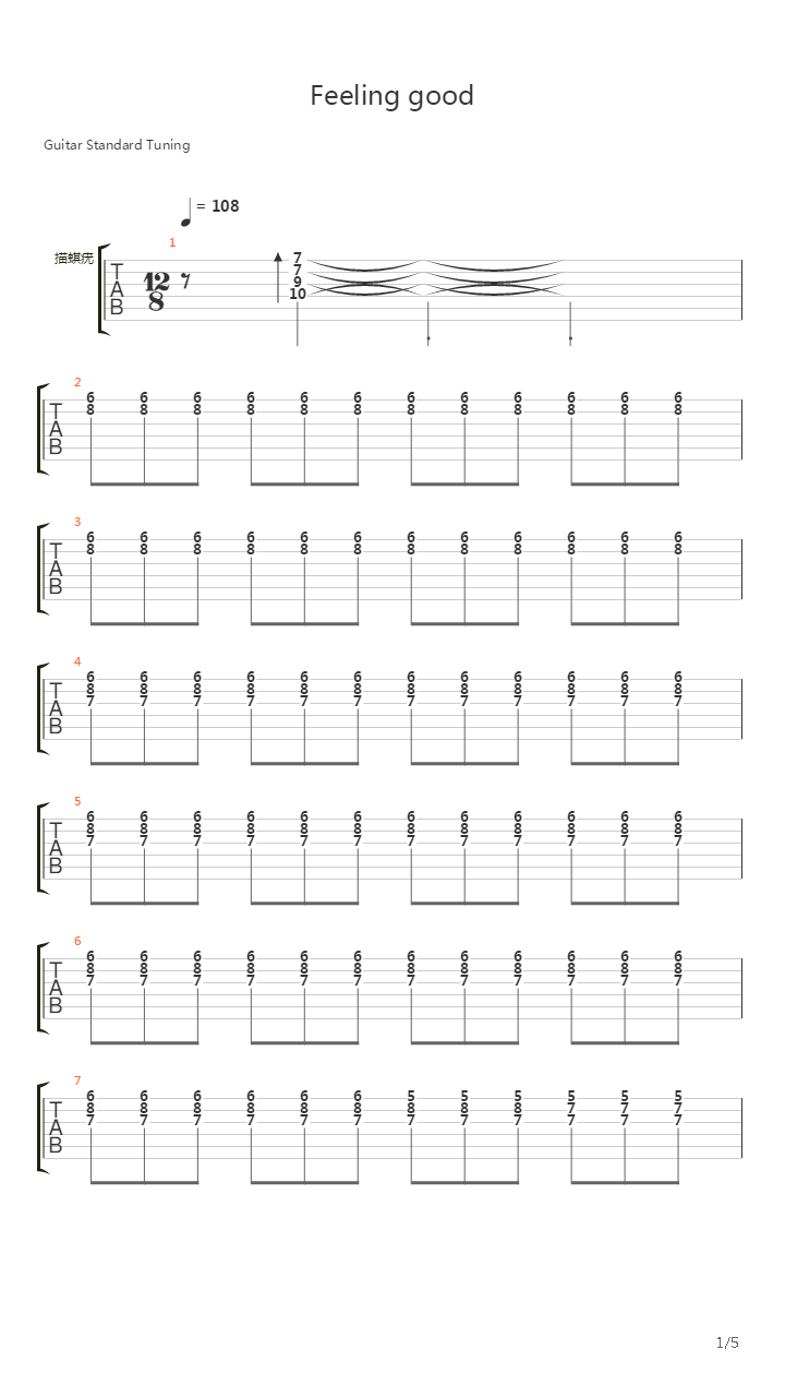 Feeling Good吉他谱
