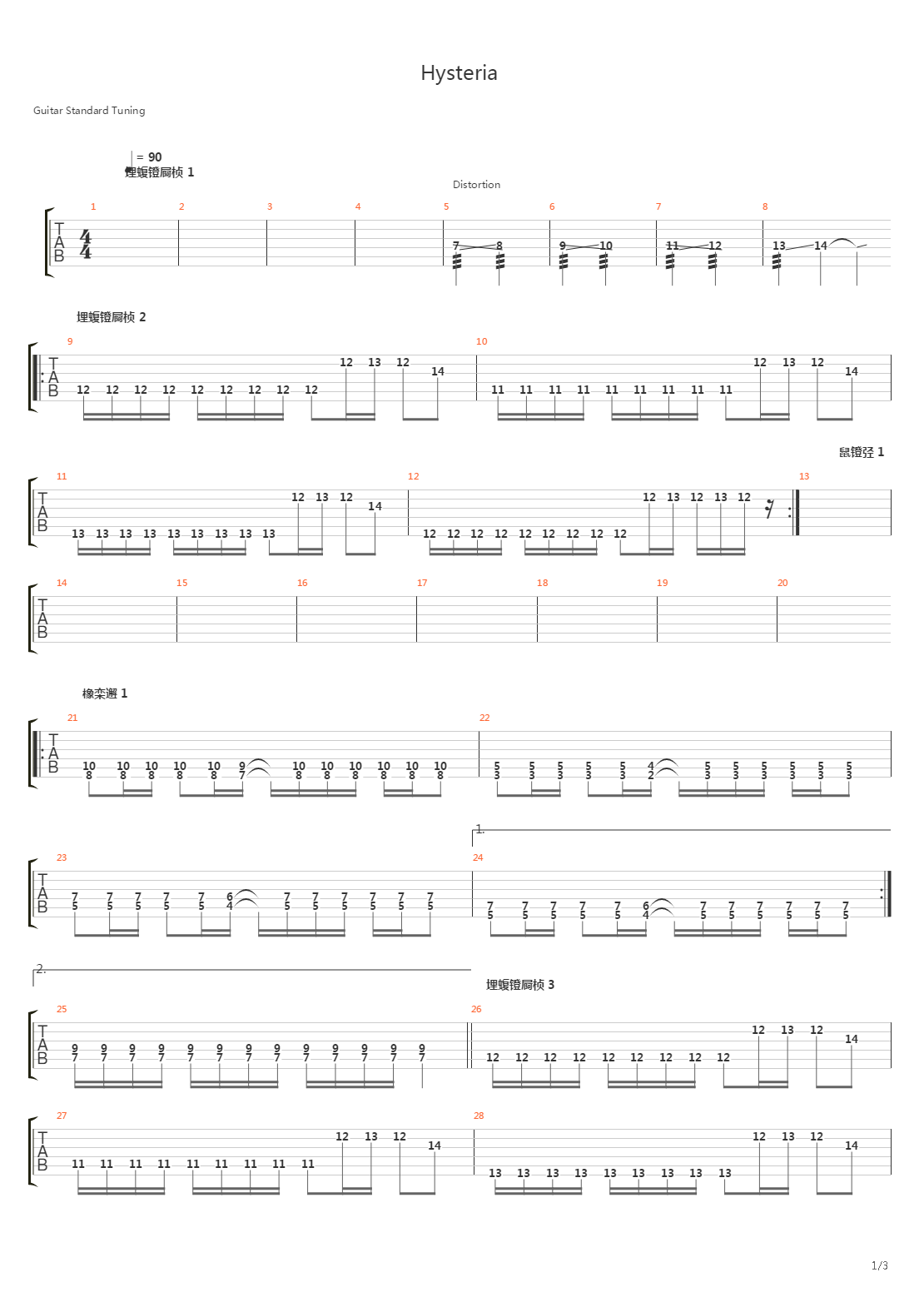 Hysteria吉他谱