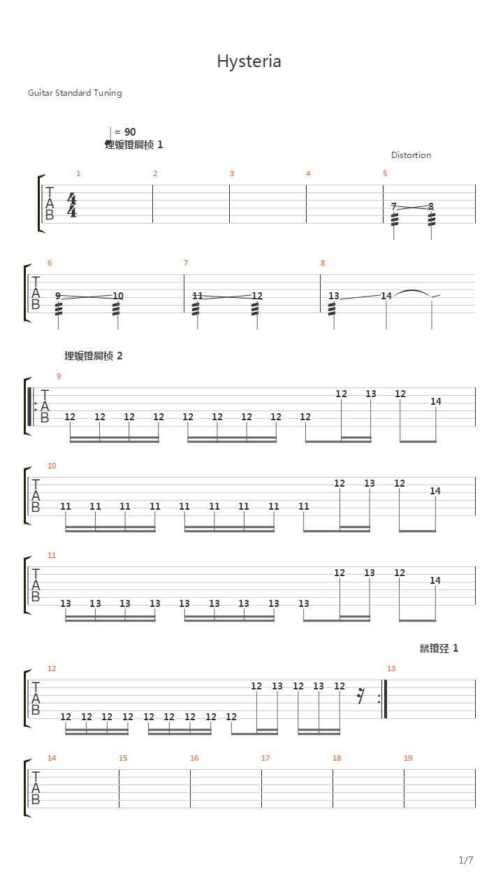 Hysteria吉他谱