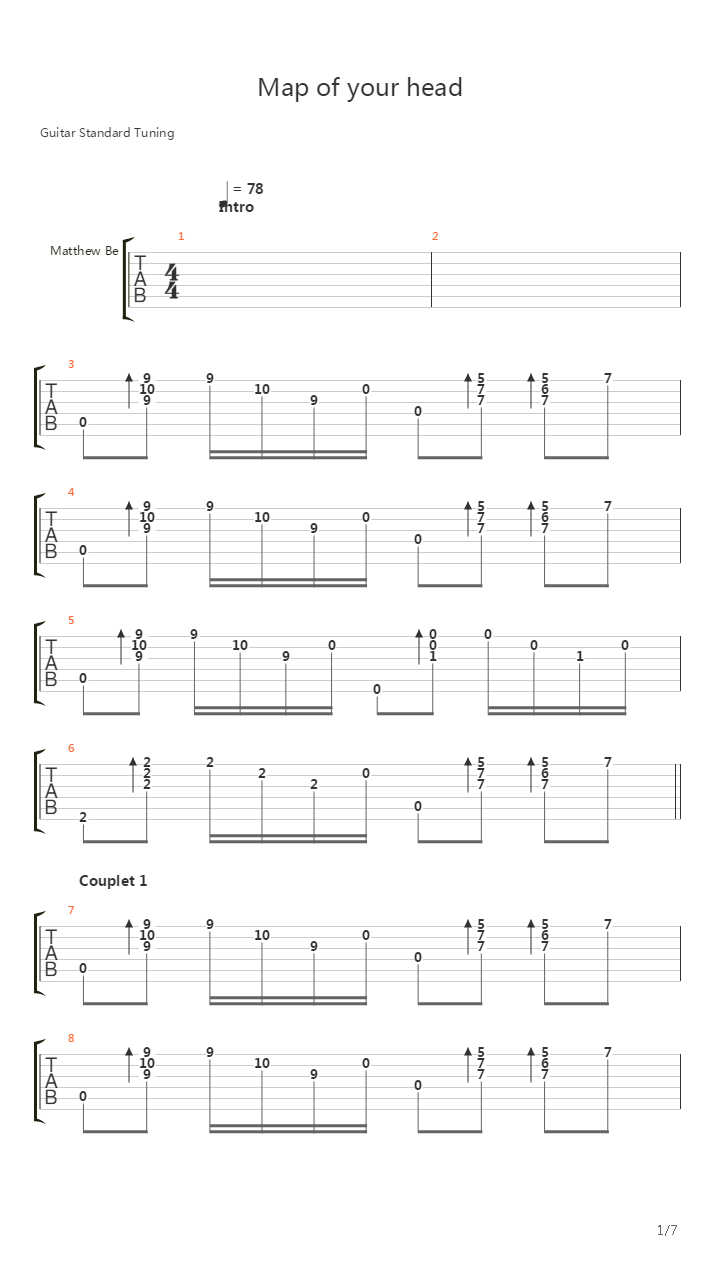 Map Of Your Head吉他谱