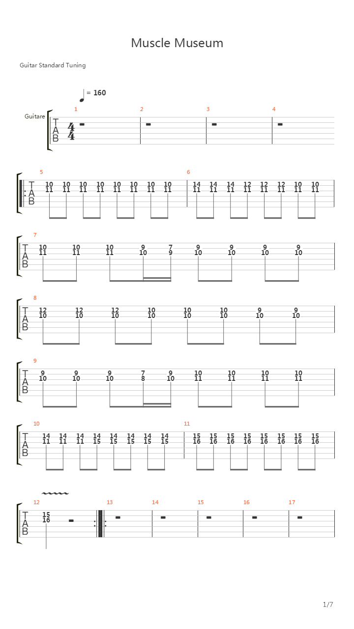 Muscle Museum吉他谱
