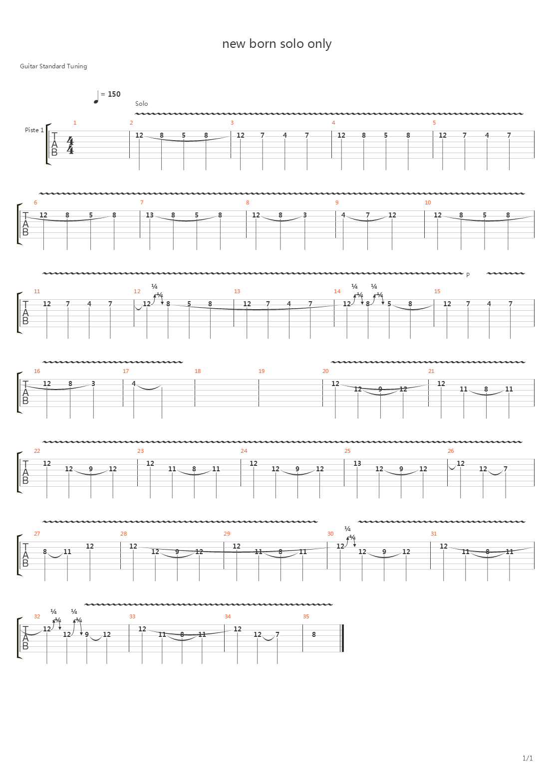 New Born (solo uniquement)吉他谱