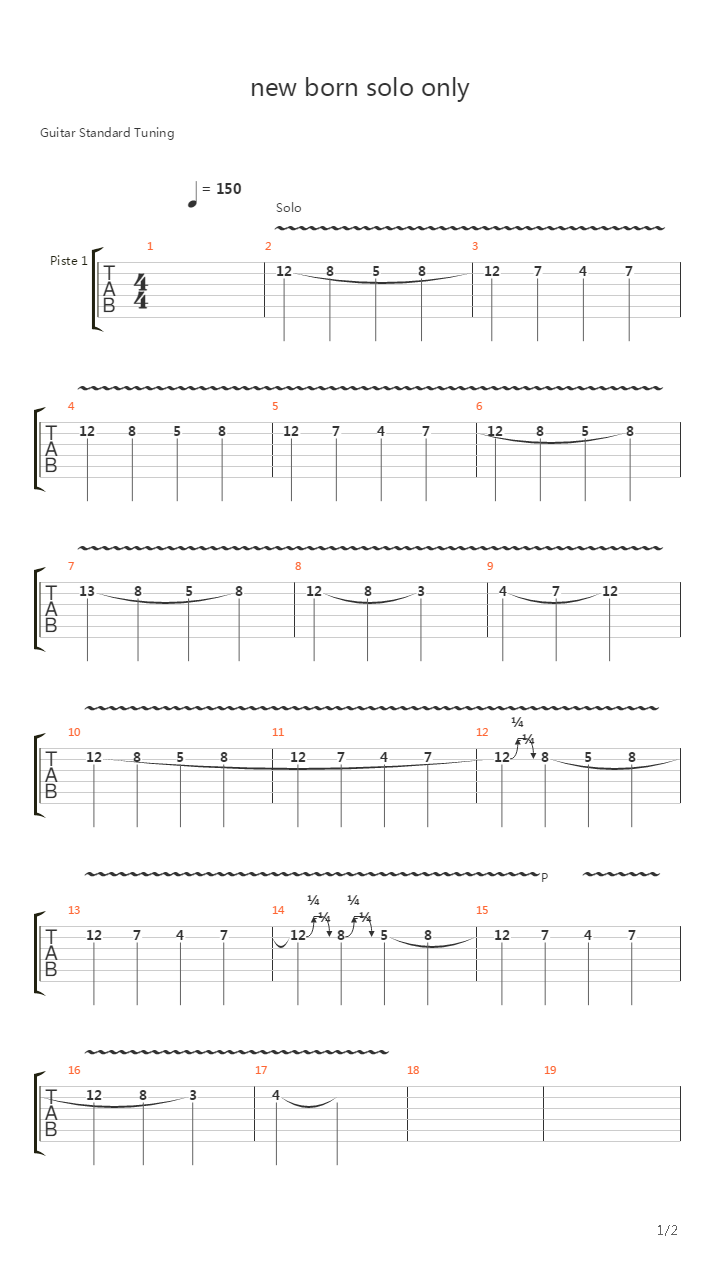 New Born (solo uniquement)吉他谱