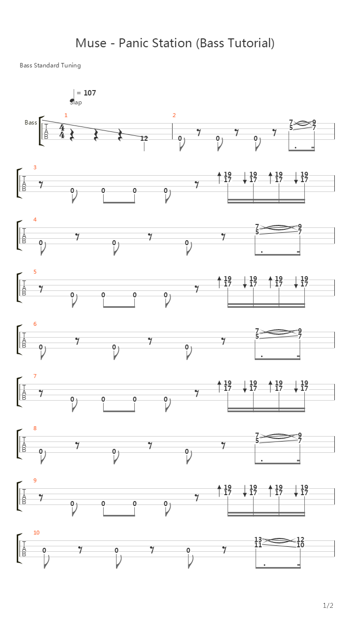 Panic Station (Bass Tutorial by Bas Shiver)吉他谱