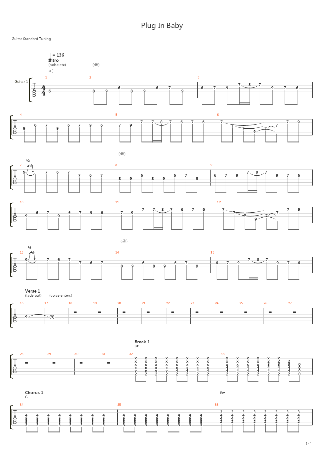Plug In Baby吉他谱