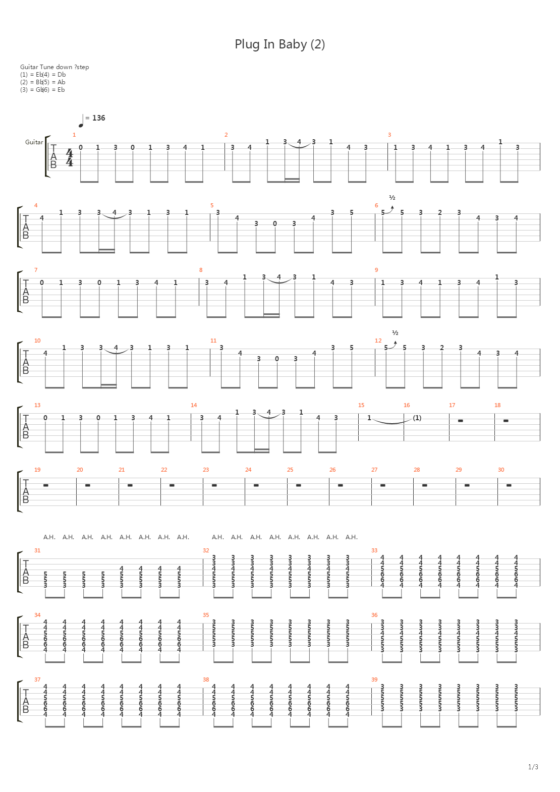 Plug In Baby吉他谱