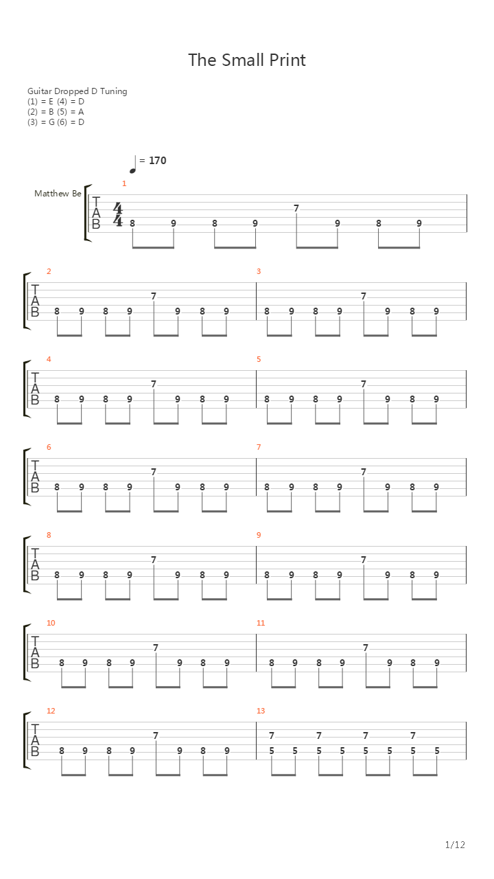 The Small Print吉他谱