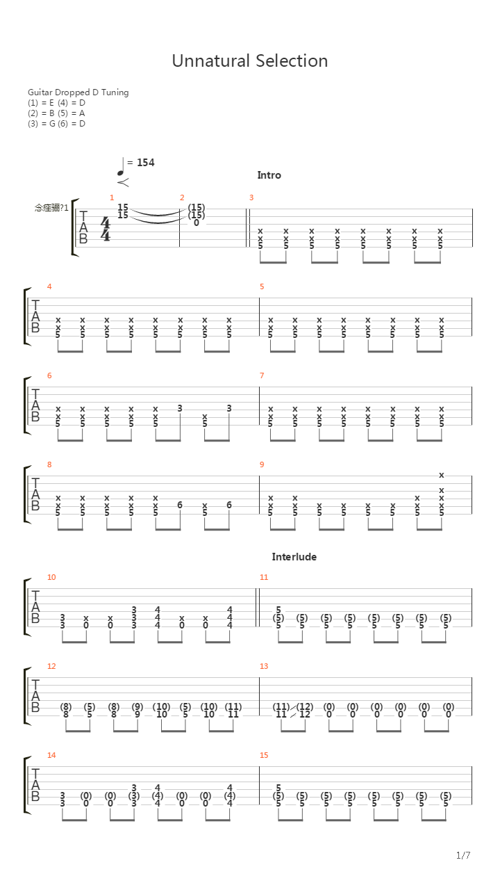 Unnatural Selection吉他谱