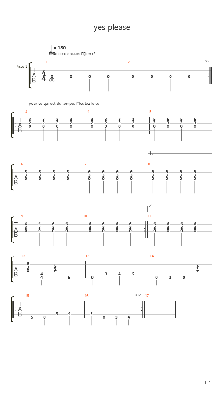 Yes please吉他谱