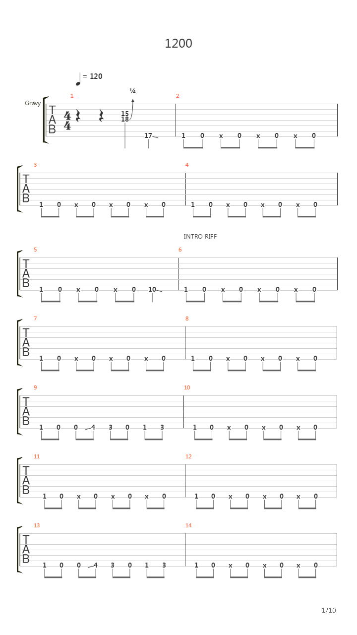 12 Hundred吉他谱