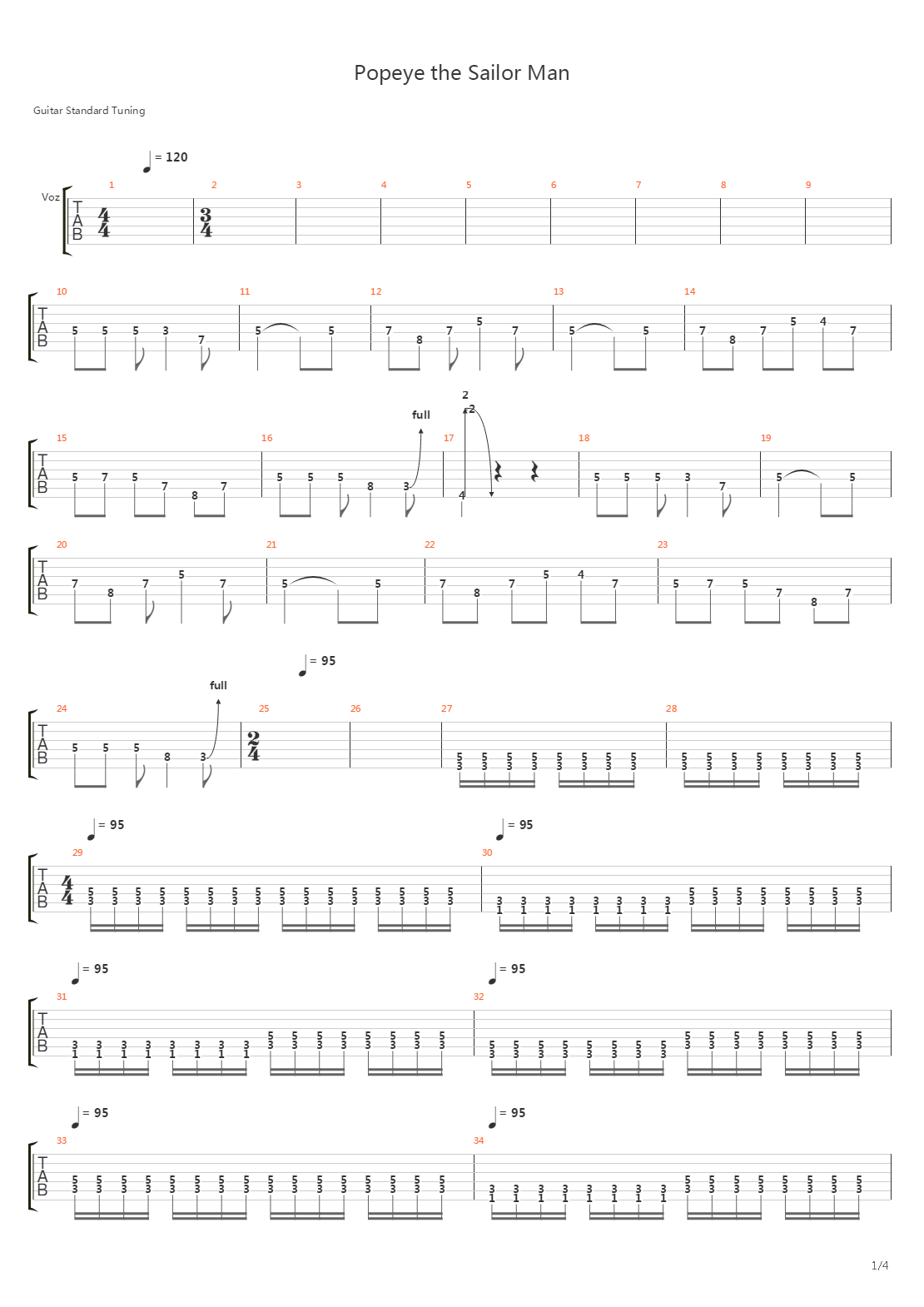Popeye The Sailor Man吉他谱