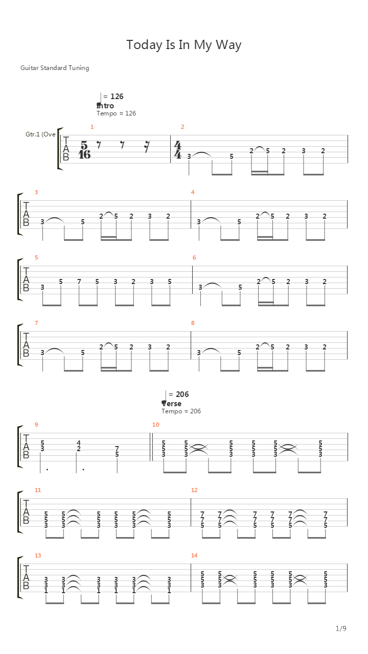 Today Is In My Way吉他谱