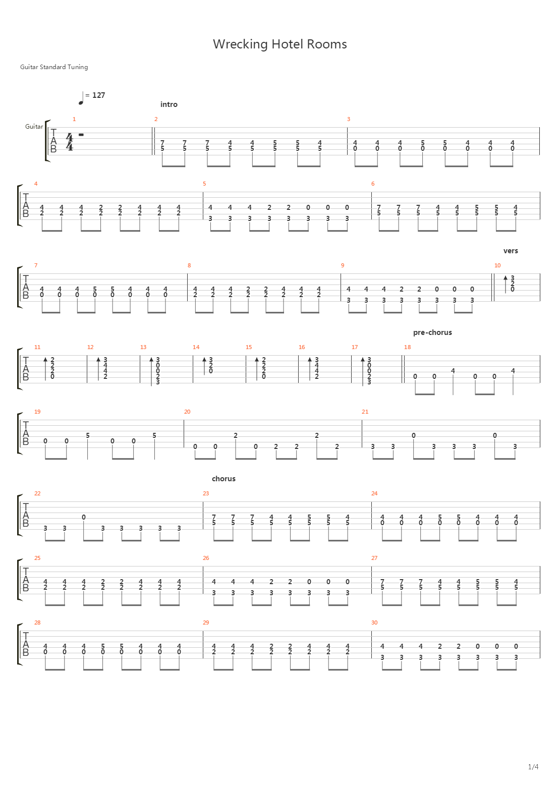 Wrecking Hotel Rooms吉他谱
