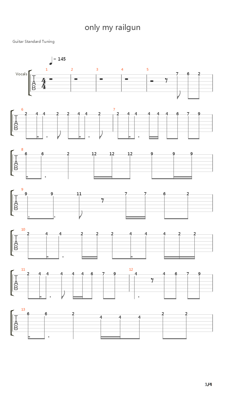 科学の超電磁砲 - only my railgun（駅名Ver.） 总谱吉他谱