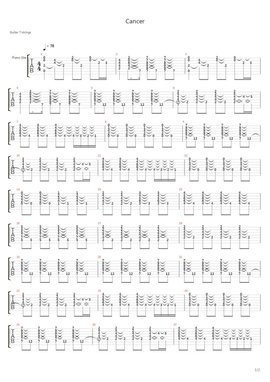 Cancer吉他谱