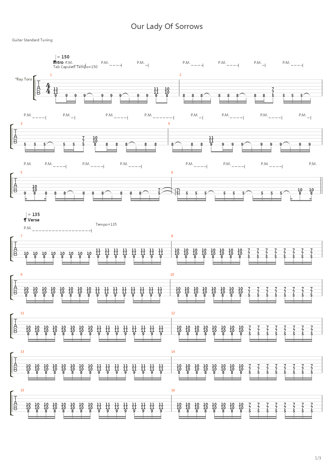 Our Lady Of Sorrows吉他谱