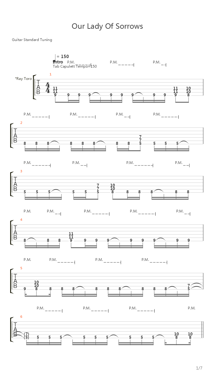 Our Lady Of Sorrows吉他谱