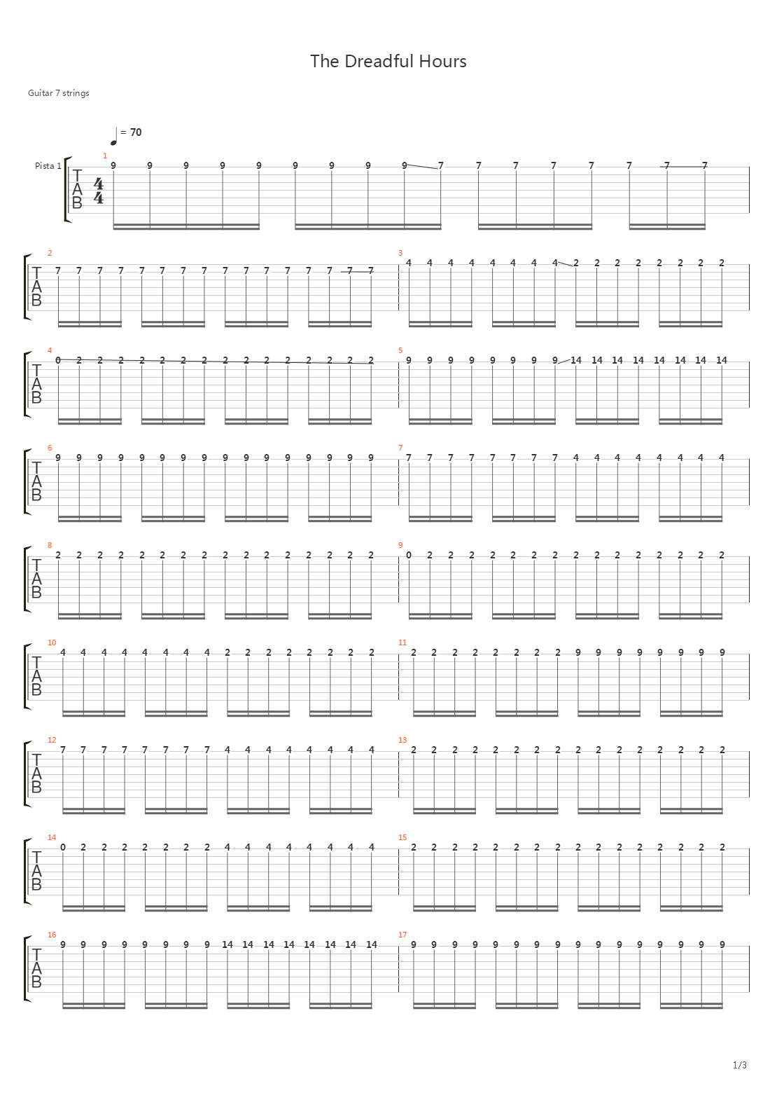 The Dreadful Hours吉他谱
